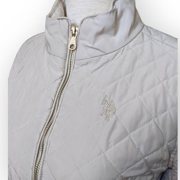U.S. Polo Assn Women's Quilted Jacket in Cream - Picture 4 of 10
